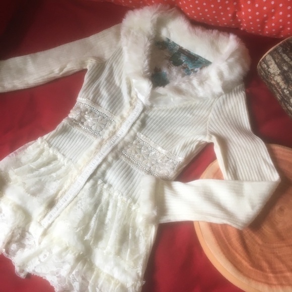 Anthropologie Sweaters - vintage hazel sweater-lace, fauxfur, sequins, etc.